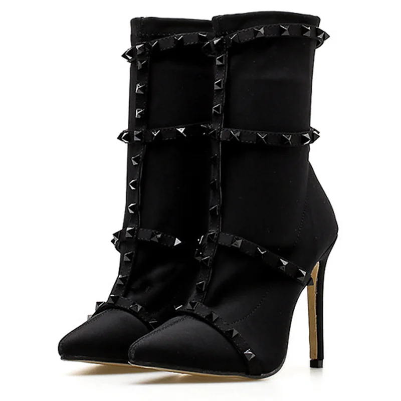 Большие размеры 35-42 женские ботинки осенне-зимняя обувь на высоком каблуке