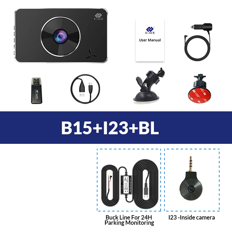 E-ACE B15 3 дюймов Dash Cam мини Автомобильный видеорегистратор Новатэк видеокамера Авто Камера зеркало заднего вида Full HD 1080P регистратор видео Регистраторы Автомобильный видеорегистратор, Dvrs