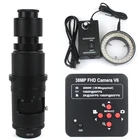 Цифровой видеомикроскоп 1080P 38MP HDMI USB промышленная лаборатория камера + 120X 180X 130X объектив с креплением + 56 светодиодов кольцо свет ремонт