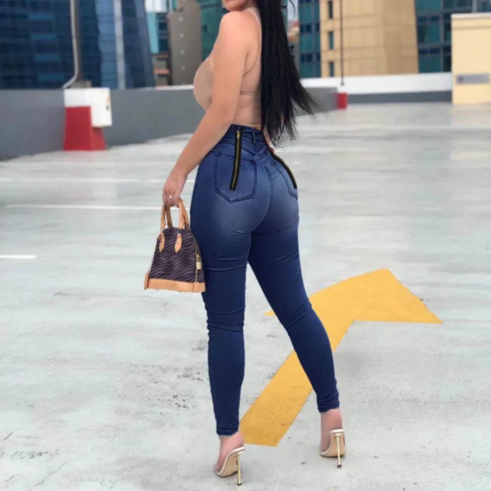 

Jeans for Women Back Zipper Pencil Stretch Denim Skinny Jeans Pants High Waist Trousers Female Denim Skinny Pencil Pants