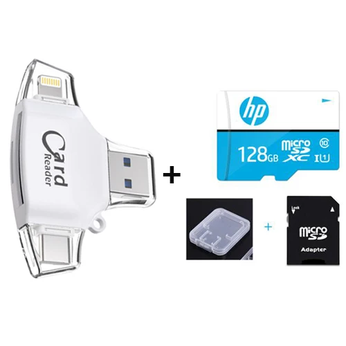 Supersonic 4 в 1 Micro SD кард-ридер для iPhone iPad/Android/Macbook tf карта адаптер с Micro usb type C игровая камера просмотра - Цвет: white n 128GB TF