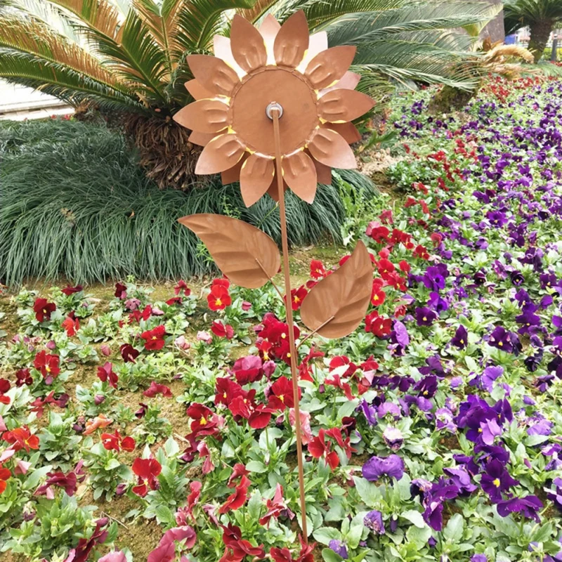 

New Wrought Iron Sun Flower Rotating Windmill Garden Sunflower Decoration Best selling high quality convenient and universal