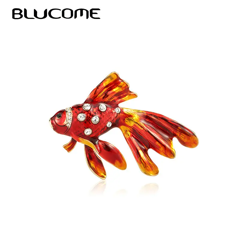 Blucome микс Эмаль Кристалл красная брошки Золотая рыбка вечерние повседневные