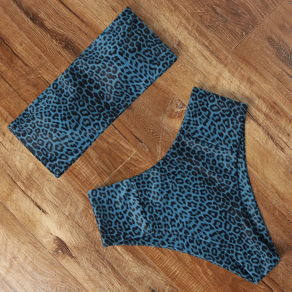 

Sexy Animal Printed Bathing Suit Female Push Up Bikini High Waisted Swimsuit Bandage Bikinis Bandeau Swimwear Women 2021