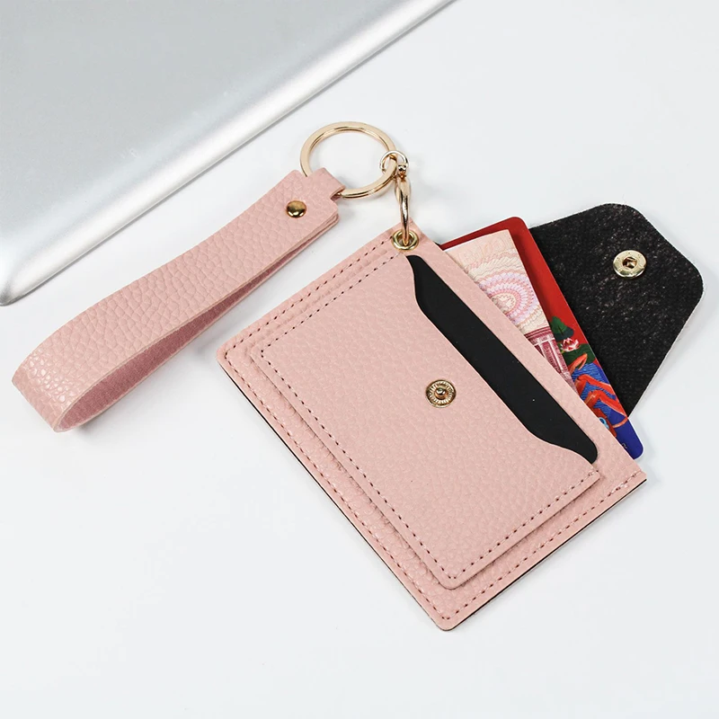 

2022 Fashion Ladies PU Leather Mini Wallet Card Key Holder Zip Coin Purse Keychain Clutch Bag Small Handbag Bag Hasp Mini Wallet