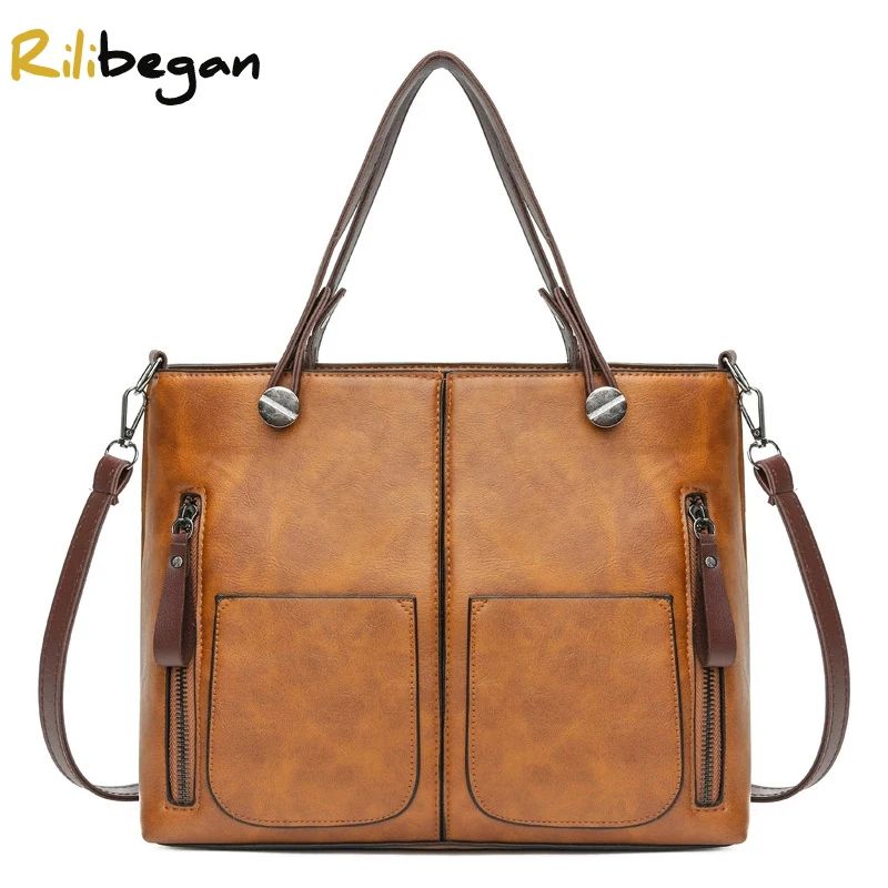 Винтажная женская сумка на плечо большая вместительность ПУ сумки через модные