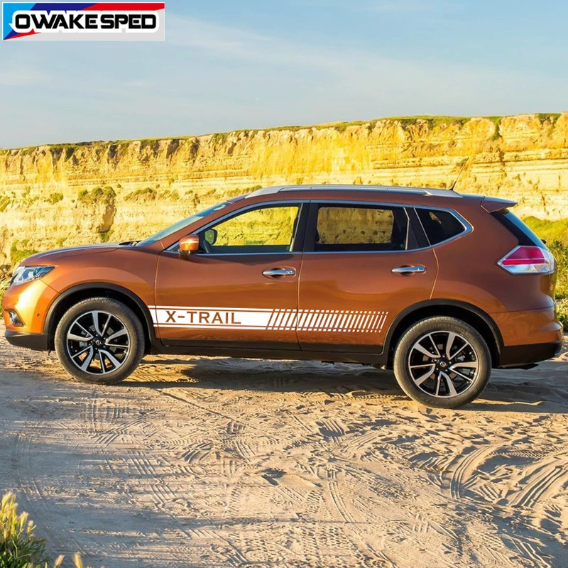 Двусторонние спортивные полосы 4x4 для Nissan X Trail T31 T30 наклейки на дверь и юбку