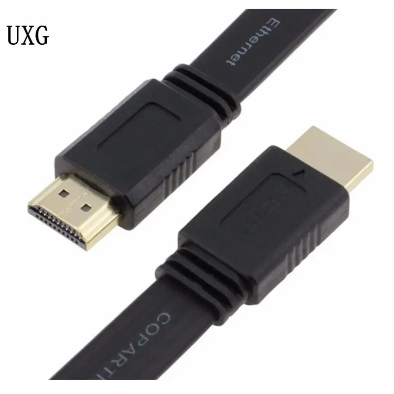 Плоский короткий кабель HDMI совместимый высокоскоростной 4k 1080P позолоченный для