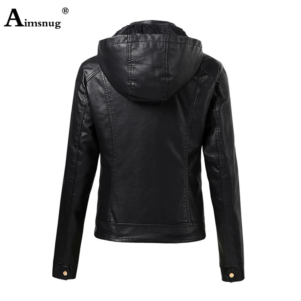 Aimsnug 2020 новые Куртки из искусственной кожи Женская Осенняя верхняя одежда с