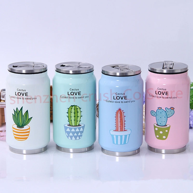 Милая растительная соломинка с узором Термокружка Из Нержавеющей Стали термосы