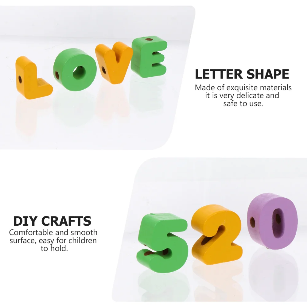 

51pcs DIY Beaded Material Kids Early Educational Toys Wooden Pieces