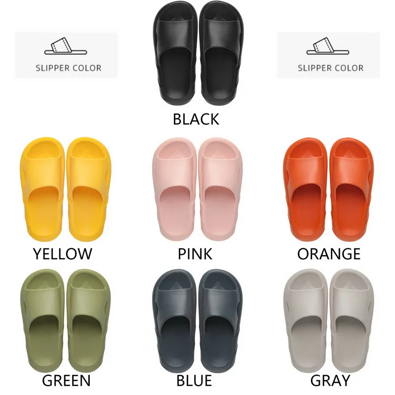 

Women Thick Platform Slippers Summer Beach Eva Soft Sole Slide Sandals Leisure Men Ladies Indoor Bathroom Anti-slip Shoes