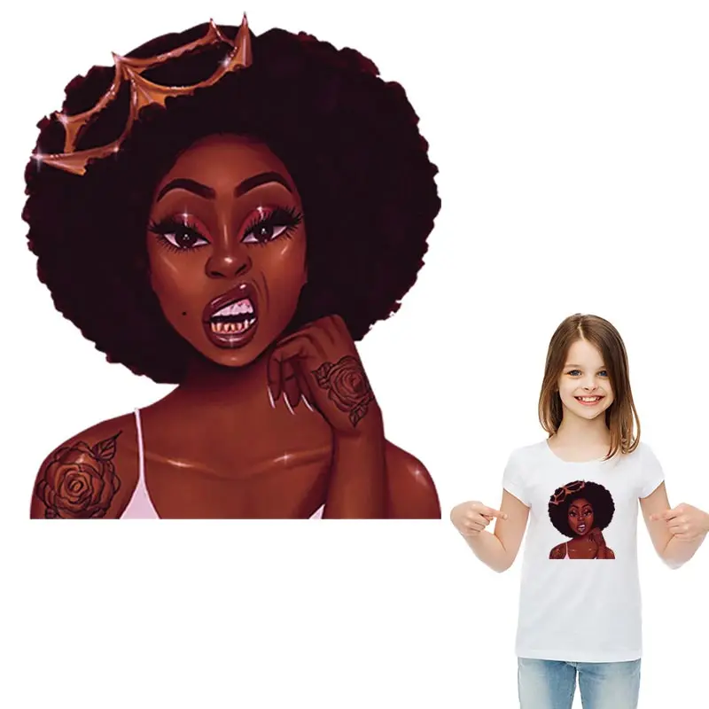 Переводные термонаклейки для красивой Африканской девушки новый дизайн