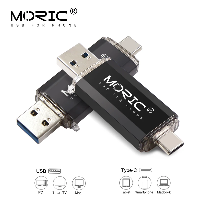 Высокое качество MORIC 2 в 1 cle usb флешка 256 ГБ 128 Гб 64 32 16 USB 3 0 OTG для Type C | Компьютеры и