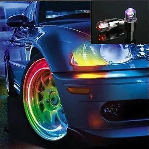 

New Arrival 2 Pieces Colorful Bike Car Motorcycle Tyre Tire Valve Caps LED Wheel Lights