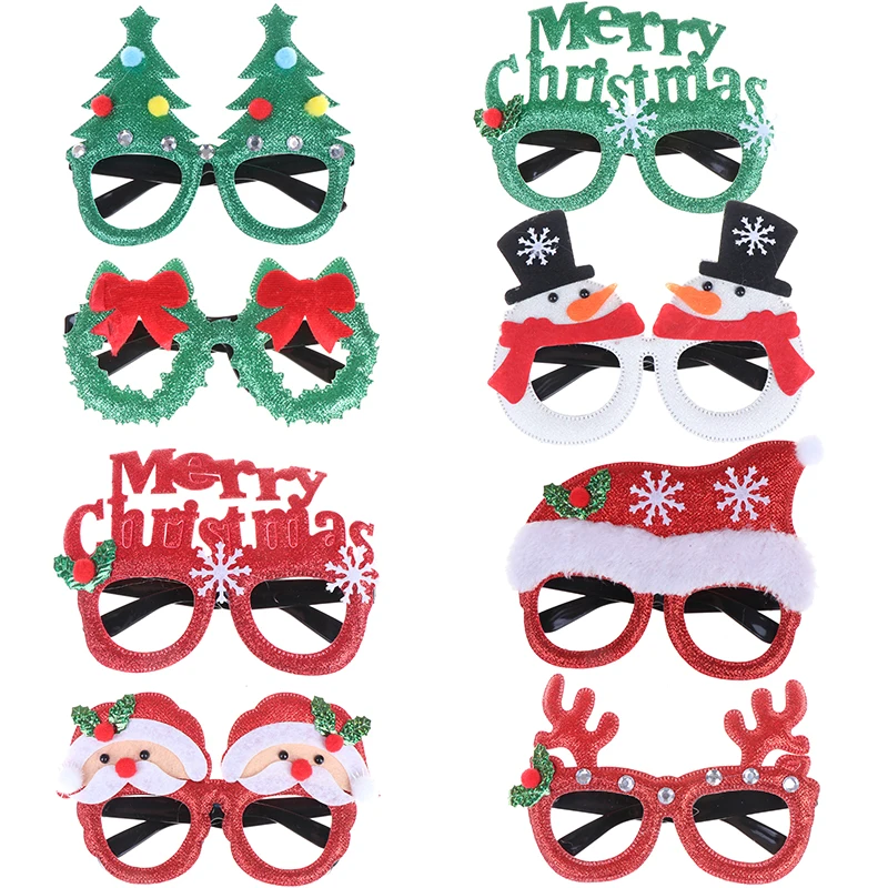 Снеговик Санта Клаус рождественские очки Рамка счастливый новый год Дети