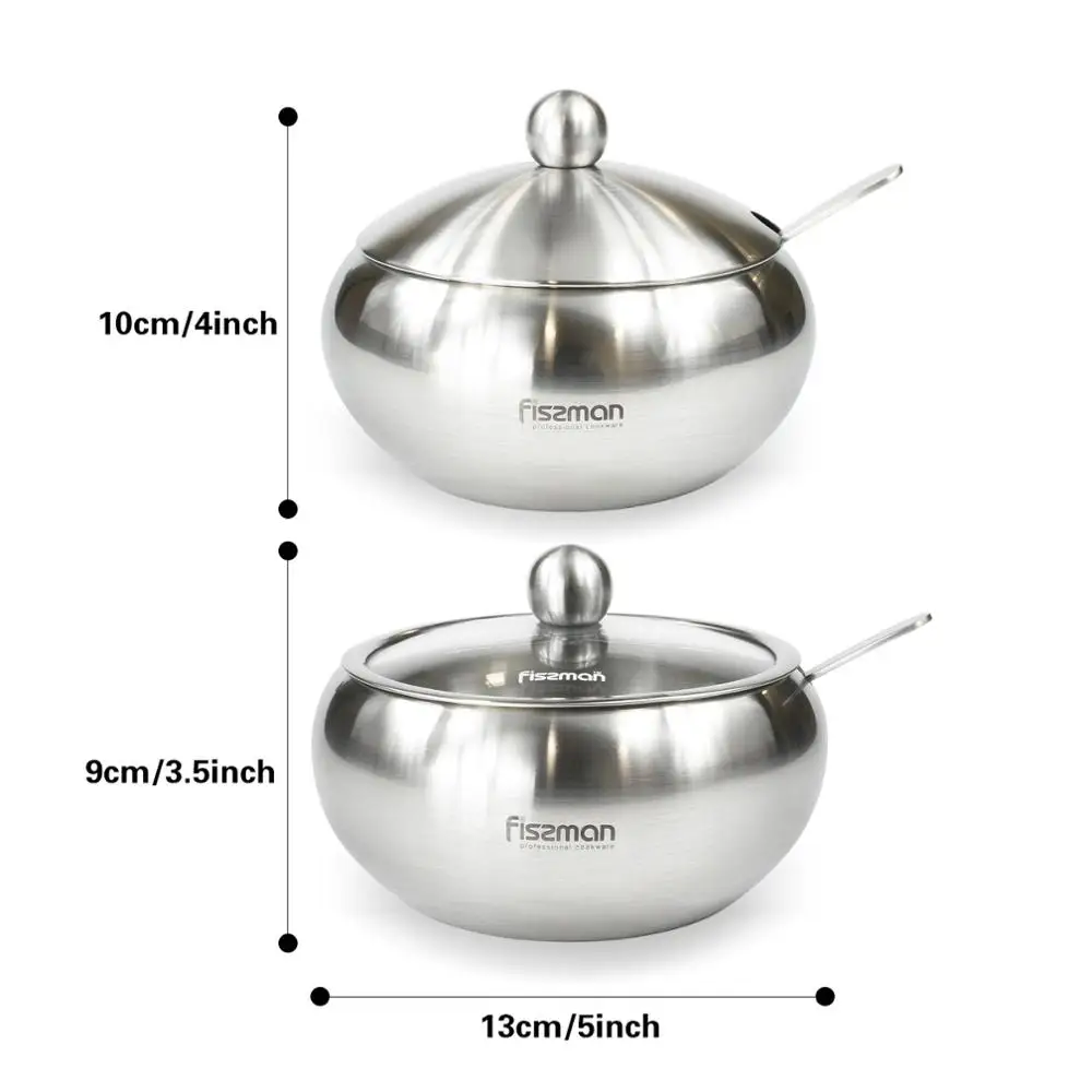 Сахарница с крышкой и ложкой Fissman шейкер для соуса баночка приправ|Сахарницы