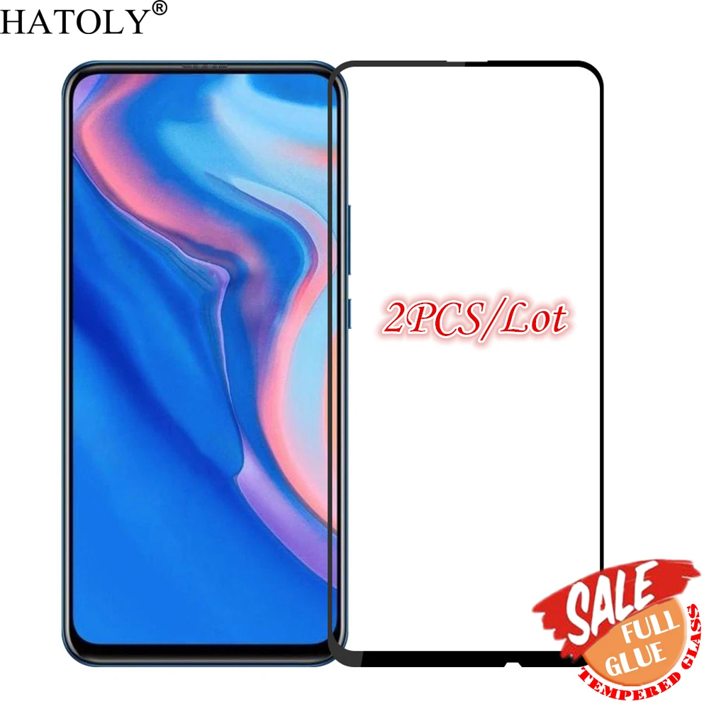 Vidrio templado con pegamento completo para Huawei Y9 Prime 2019, pel&iacute;cula protectora de pantalla para tel&eacute;fono, Y9 Prime 2019, 2 uds.-0