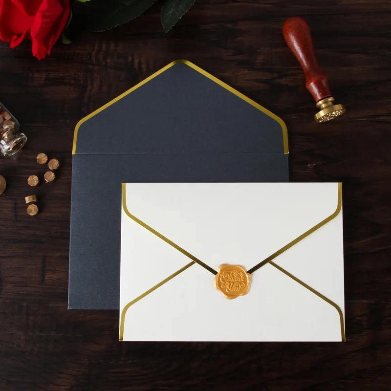 

8Pcs Paper Wedding Invitations Envelope Mini Gilding for You Envelopes Vintage European Style for Card Scrapbooking Gift