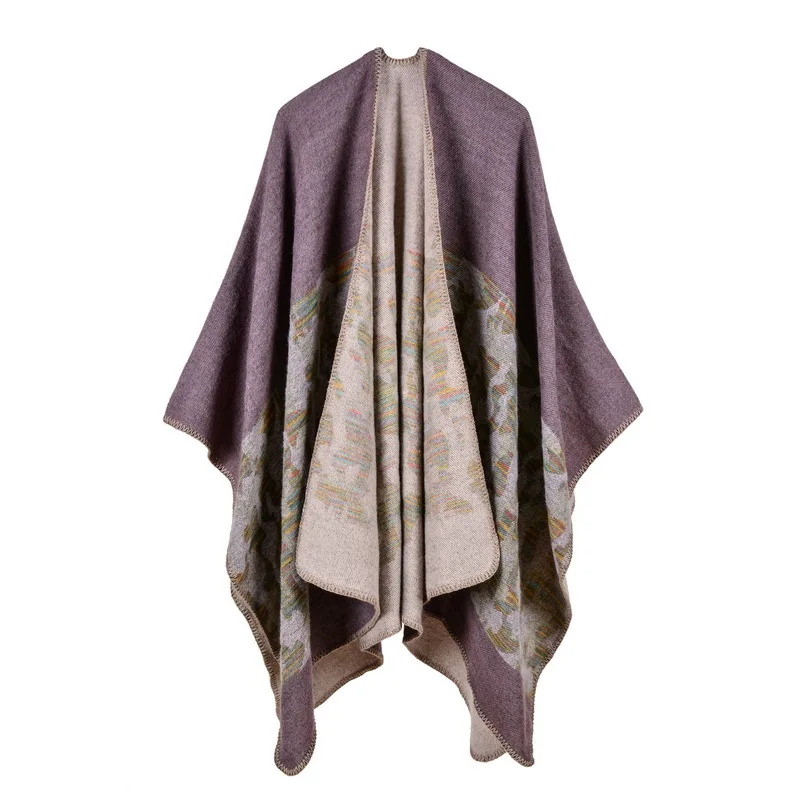 

2021 Shawl Women Autumn And Winter Winter Long Imitation Cashmere Wild Cloak Air Conditioning Thick Warm Cloak Coat
