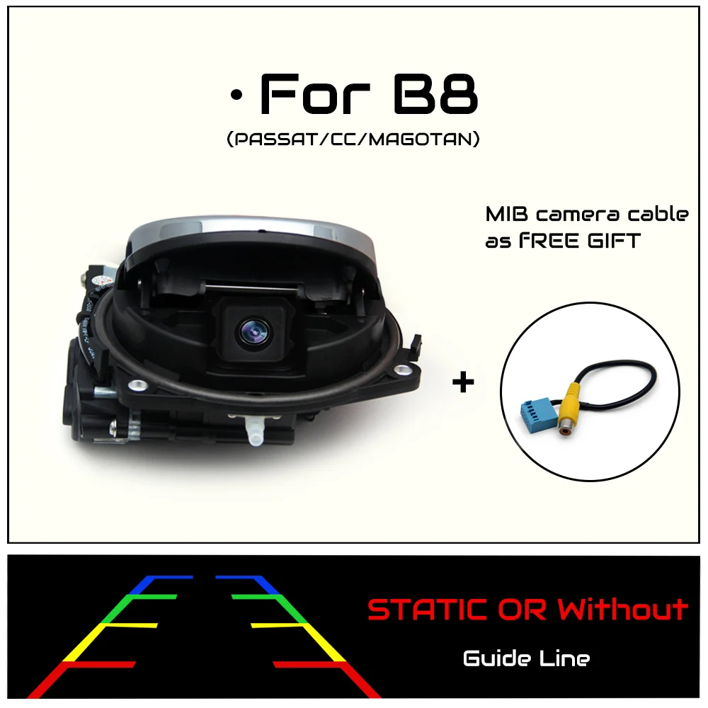 RCA B8 Passat Static Trunk Handle Logo Trajectory Reverse Camera Badge HD Dynamic Rear Camera For VW golf 5 6 7 Polo 6R GTI B6 B7 B8 passat CC Eos - Название цвета: RCA B8 Passat Static