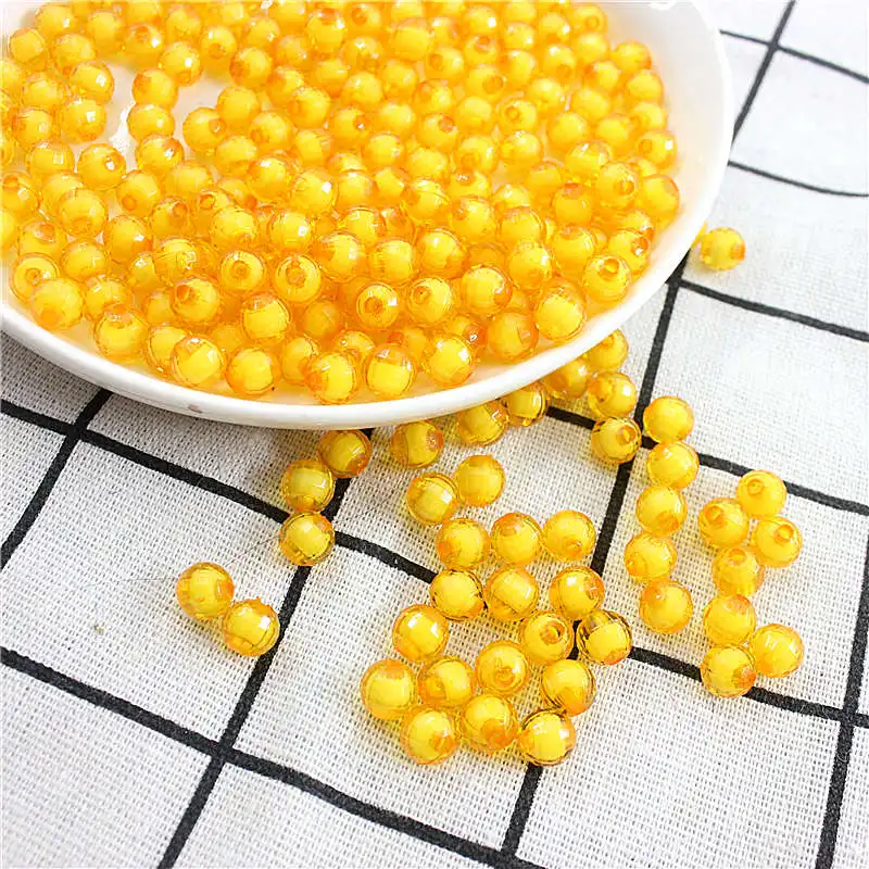 gold yellow 100 штук/8 мм поверхность пола с 17 цветов Акриловые Свободные бусины Расстояние для ювелирных изделий и DIY цветные свободные бусины - Цвет: gold yellow