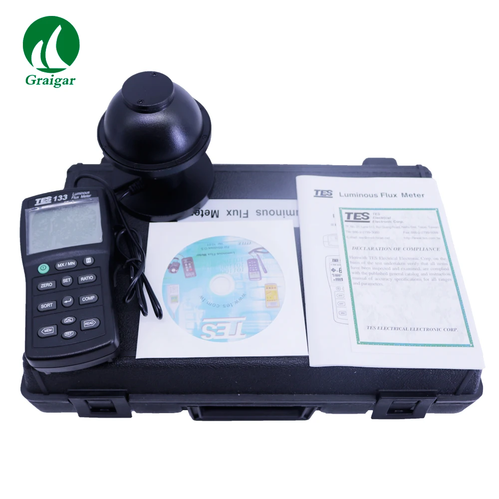 Цифровой измеритель светового потока TES-133 тестер яркости Lux с программным