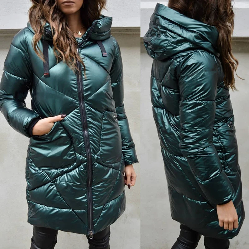 

Fashion Parka Zipper Women's Winter Coats Long Cotton Casual Fur Hooded Jackets Thick Warm Winter Parkas Female Overcoat Coat