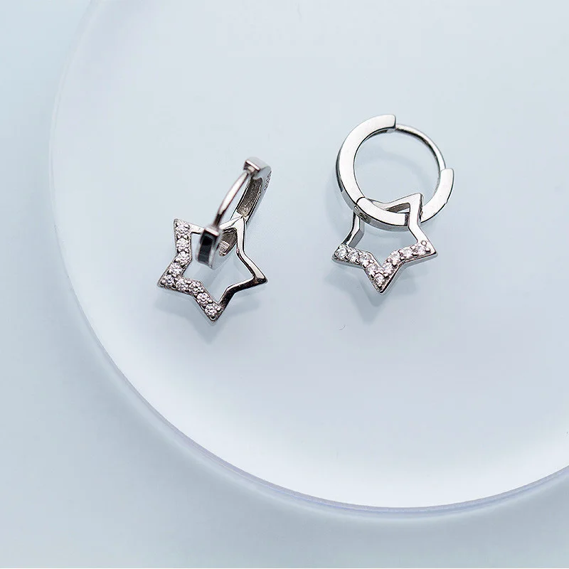 Женские серьги кольца из серебра 925 пробы с цирконом|Серьги-кольца| |