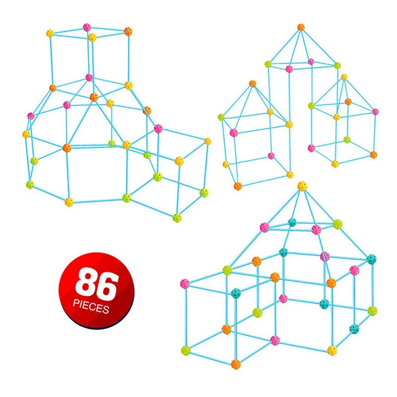 

Build Your Own Den Kit Kids Construction Fort Building Colorful Castles Tunnels Tents Educational DIY Children Toy