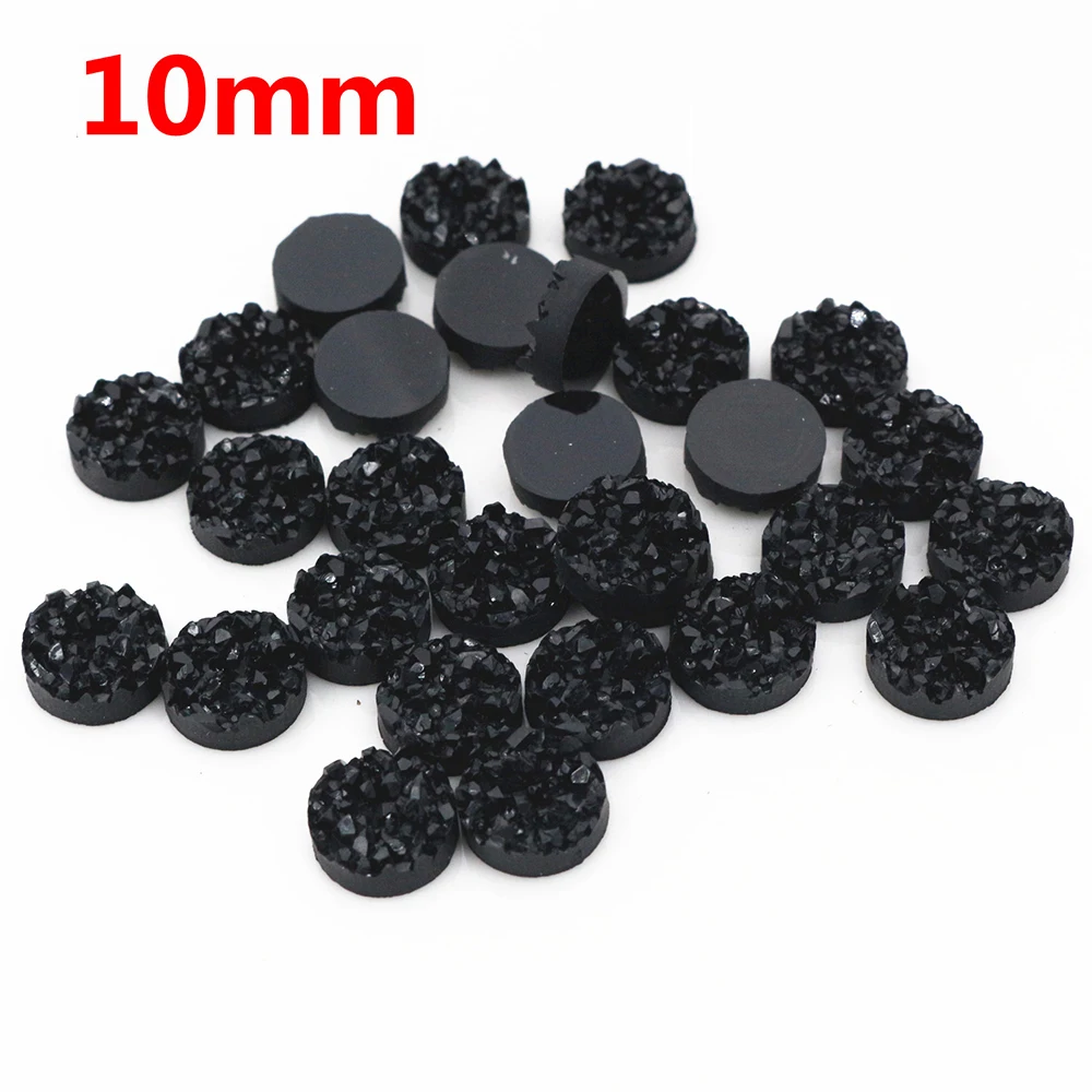 Новая мода 10 мм 40 шт чистый черный цвет натуральный Рудный стиль плоские задние