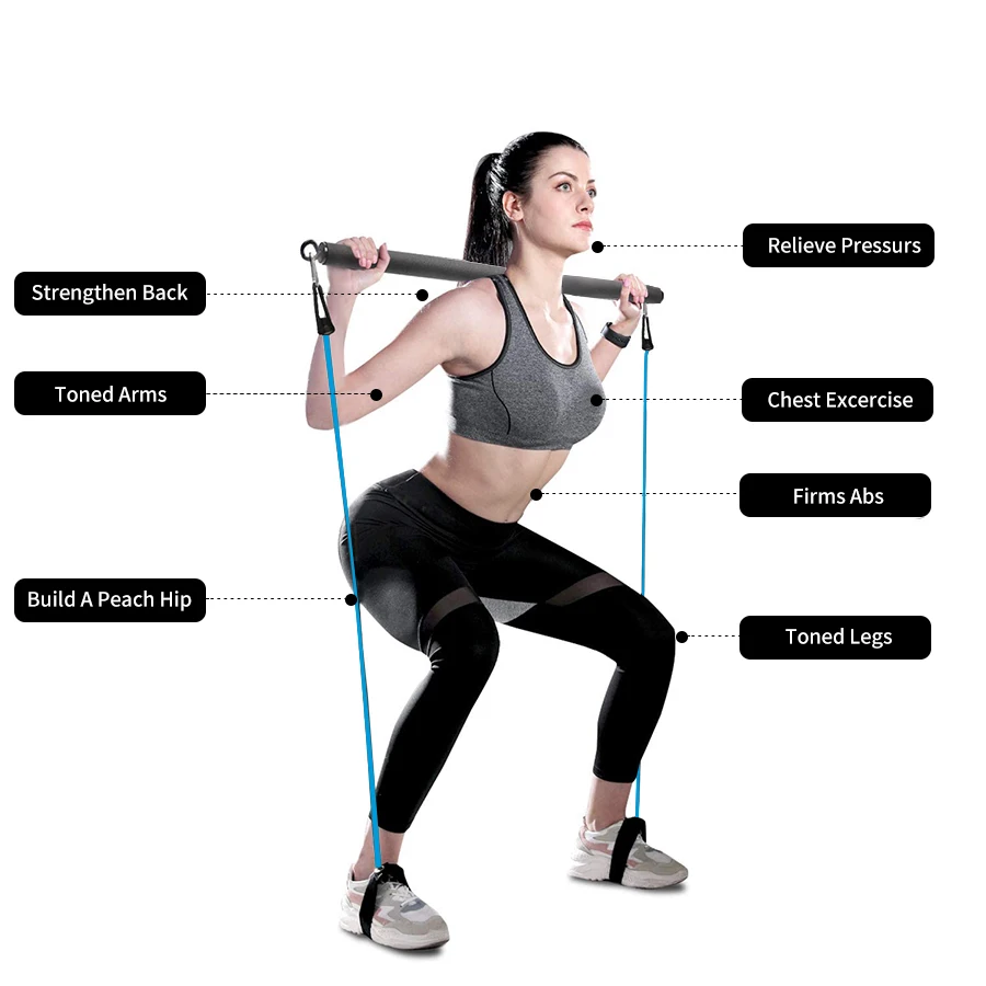 

11 Pcs Resistance Bands Set Fitness Exercise Tube Bands Pull Rope Elastic Rubber Bands Training Expander Pilates Bar Equipment
