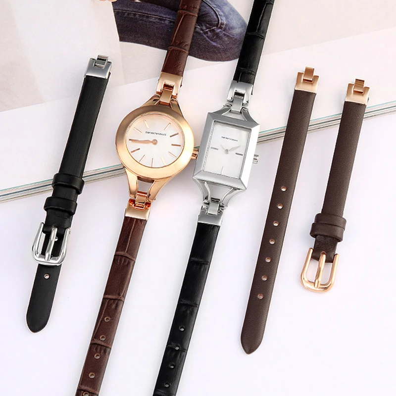 

Genuine Leather Watchband for Armani AR7330 7331 7418 7400 7362 7353 Modified Strap Women's Watch Band Mini Bracelet 8*3.5mm