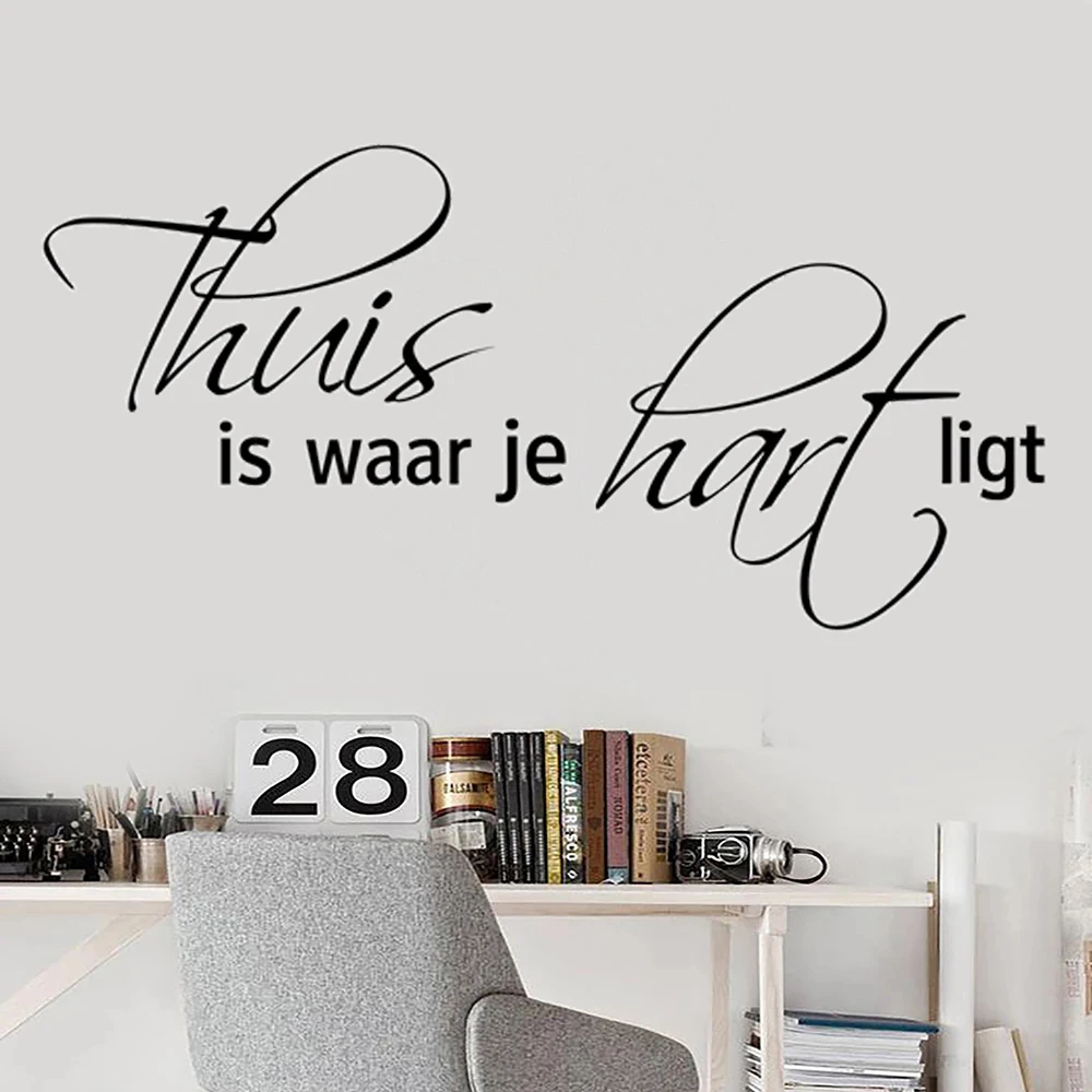 

Thuis Is Waar Je Hart Ligt Dutch Home Decor Family Quote Vinyl Wall Stickers Livingroom Art Decals Nederlands Decoration RU2123