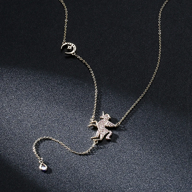 Популярное новое ожерелье с единорогами кулон Женская мода ювелирные изделия