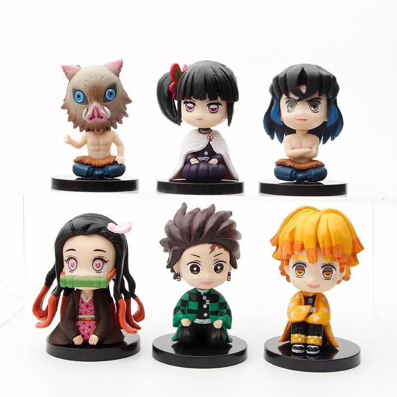 

Demon Slayer Figurine 6pcs Anime Kimetsu No Yaiba Figure PVC Action Figure Tanjirou Zenitsu Inosuke Model Toys Nezuko