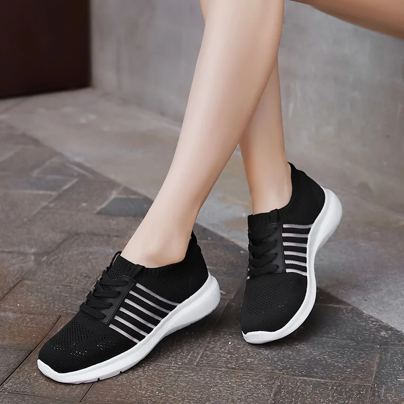 

Women's Hollow Out Breathable Flat Platform Sneakers For Women Fitness Soft Bottom Shoes Woman Shallow Lace Up Sports Footwear