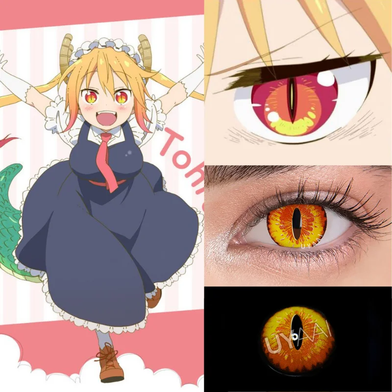 UYAAI 1 Pair Cosplay Contact Lenses Anime Lenses Miss Kobayashi's Dragon Maid Cosplay Tohru Kanna Blue lenses Hollween Eye Lense