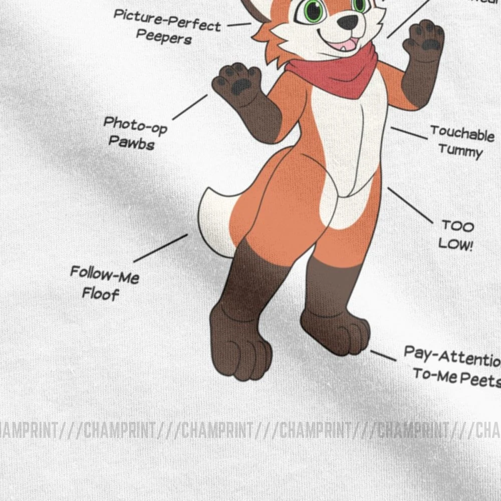 Мужская креативная футболка Fursuit с рисунком анатомии лисы и папы коротким