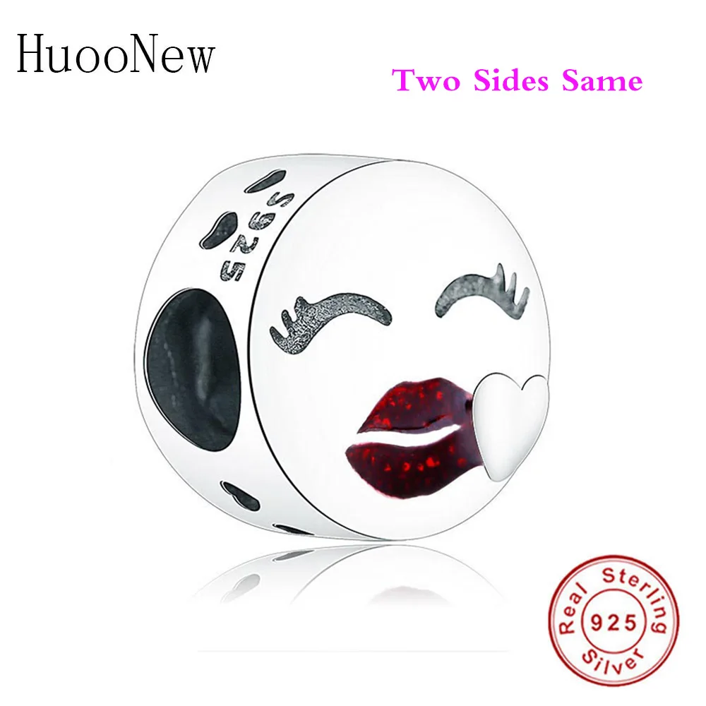 

Red Lips Love Smile Beauty Girl Face Bead Fit Original Charms Heart Bracelet Berloque 925 Sterling Silver Jewelry Bangle