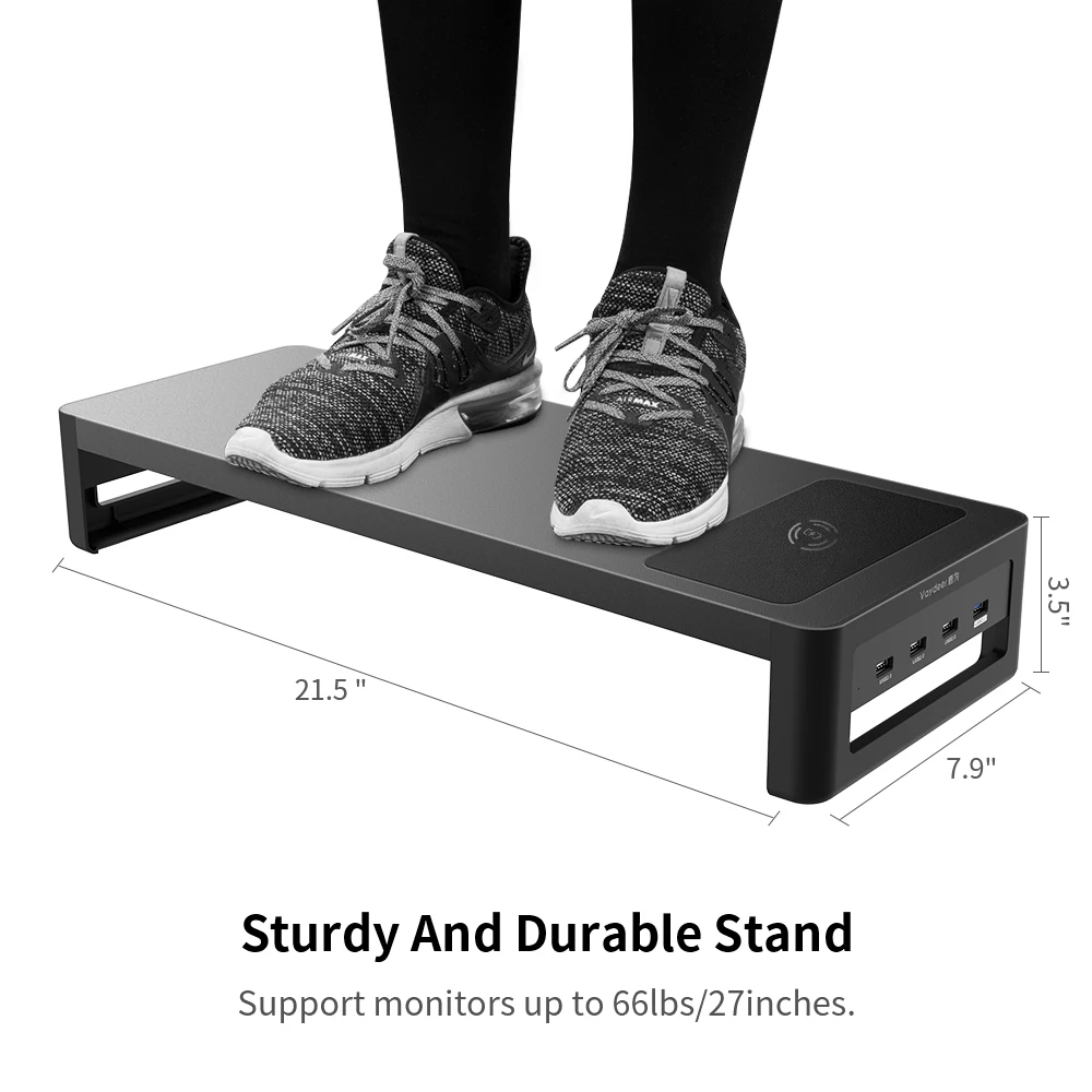 Monitor Stand Riser Laptop Holder Desk Organizer with Wireless Charging USB3.0 Hub Support Data Transfer for Computer PC Office |