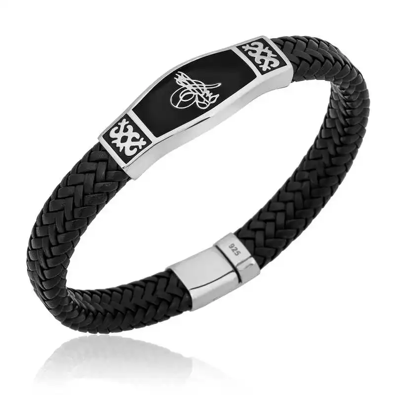 

Silverlina Silver Tuğra Crested Skinned Male Bracelet