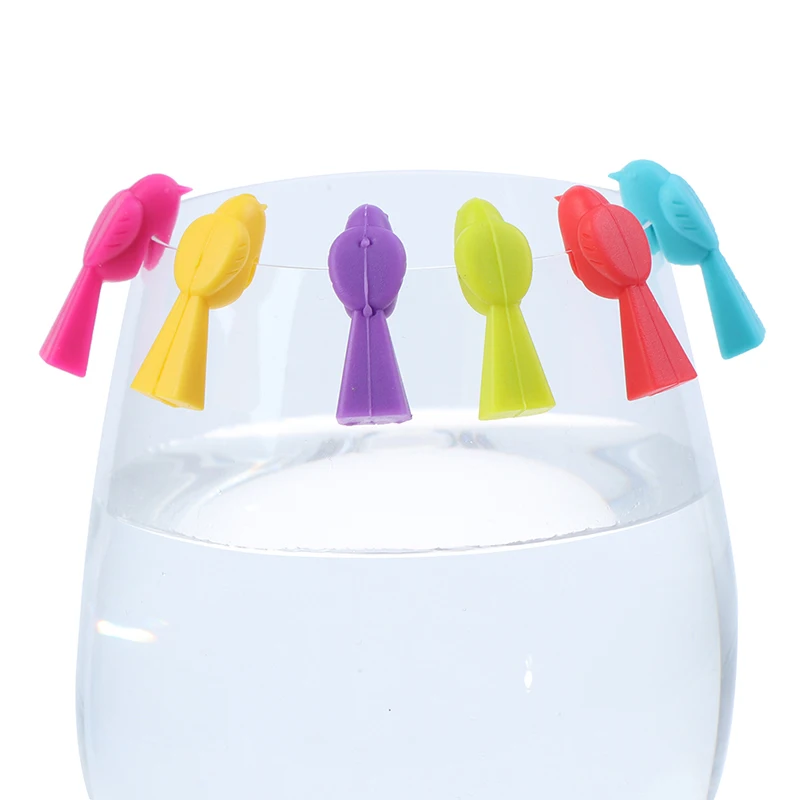 

6PCS Silicone Bird Tits Wine Glass Mark Wine Glass Recognizer Cup Distinguisher(Mixed Color)