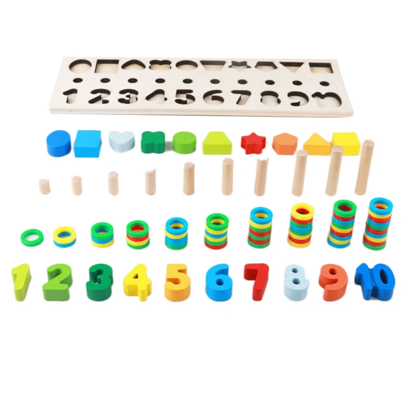 Деревянная цифровая логарифмическая доска Три в одном для раннего развития