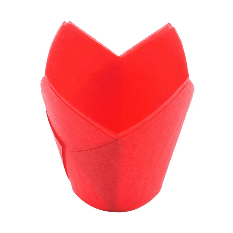 red Hifuar 50 шт./компл. одноразовые Тюльпан Цветок шоколадная Форма для кексов торт украшения инструменты для выпечки кексов Бумага вкладыш пресс-форм Бумага - Цвет: red