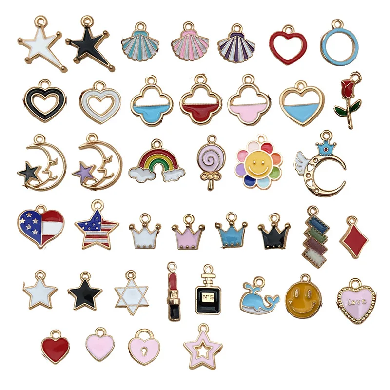 

10pcs diy jewelry accessories, dripping alloy small pendant, flower dripping , bookmark pendant, necklace, bracelet, pendant
