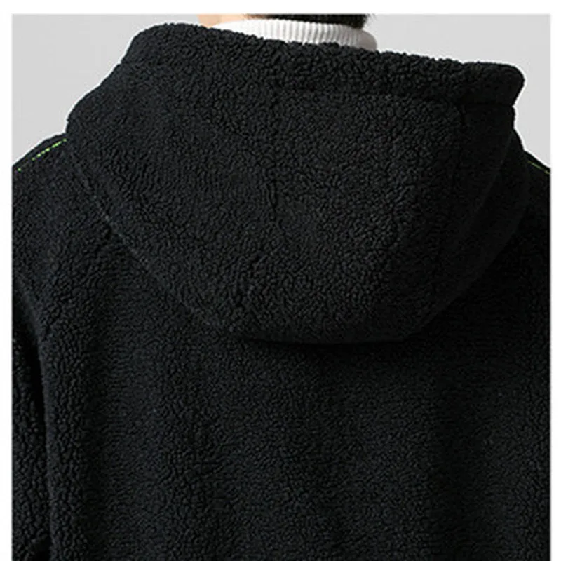 

Mens Hip Hop Hoodies Fleece Sweatshirt Solid Color Thick Warm Lamb Wool Hoody Harajuku Casual Streetwear Japanese Vintage Tops