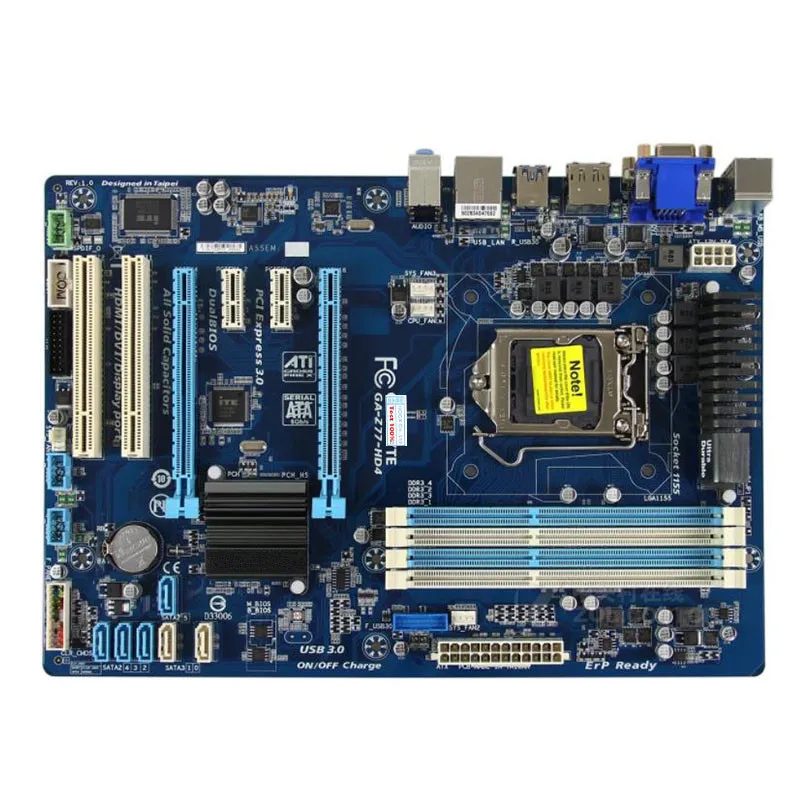 Для Gigabyte GA-Z77-HD4 компьютера USB3.0 SATAIII материнская плата LGA 1155 DDR3 Z77 для настольного |