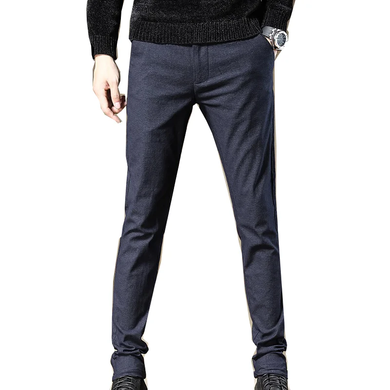 

Pantalones rectos para hombre, pantalón informal, holgado, de alta calidad, para oficina, color negro, gris oscuro, talla grande