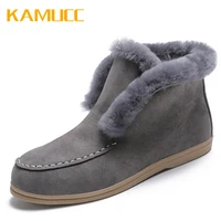 2021 fashin ankle boots for women suede leather boots fur shoes warm winter boots slip on comfortable and light snow boots